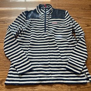 Women’s Like New Vineyard Vines Navy & Cream Striped Shep Shirt